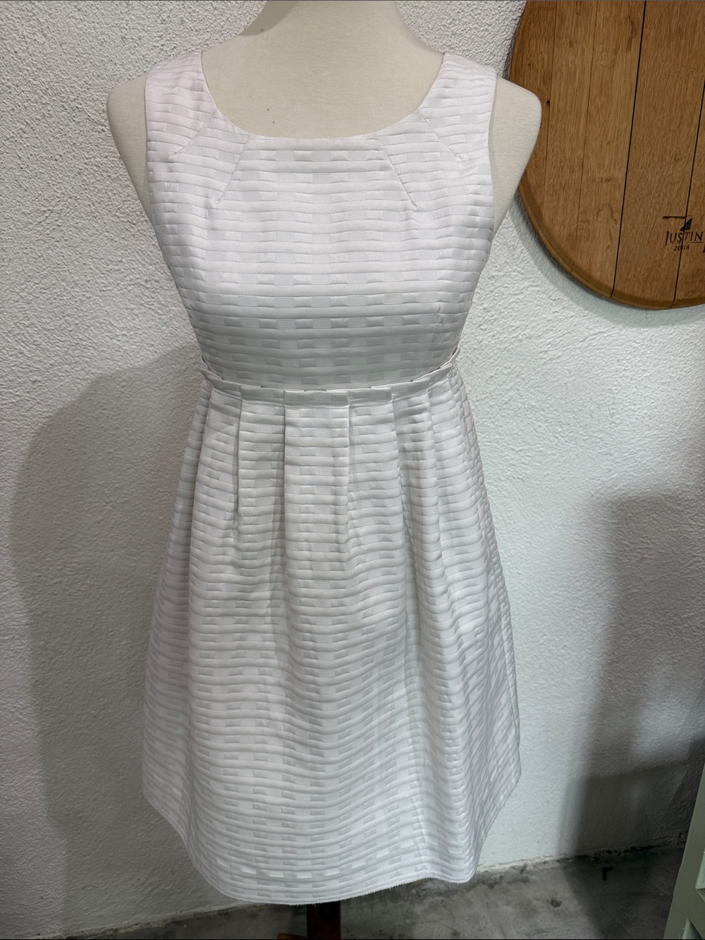 Max & Cleo White Textured Fit-and-Flare Dress
